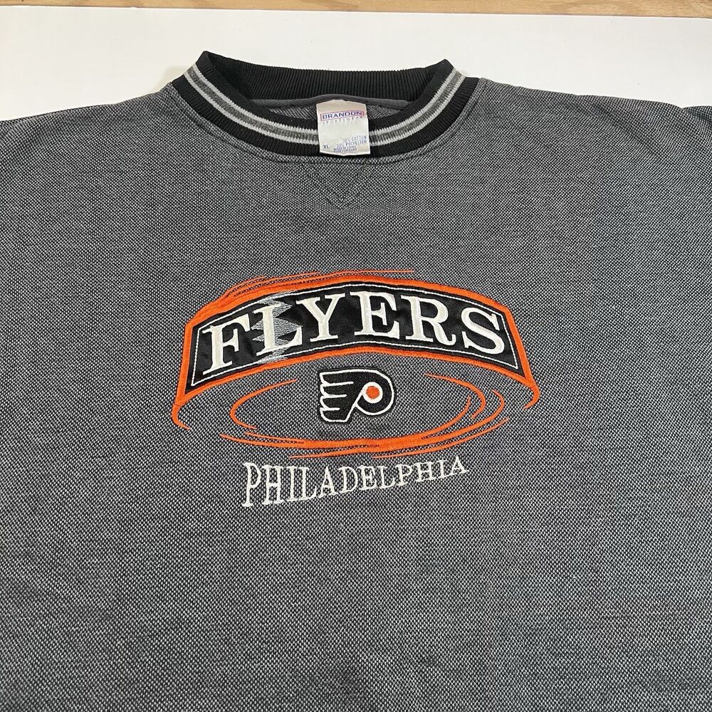 Vintage Brandon Sportswear Philadelphia Flyers Crewneck Sweater NHL Men's XL - Picture 8 of 11
